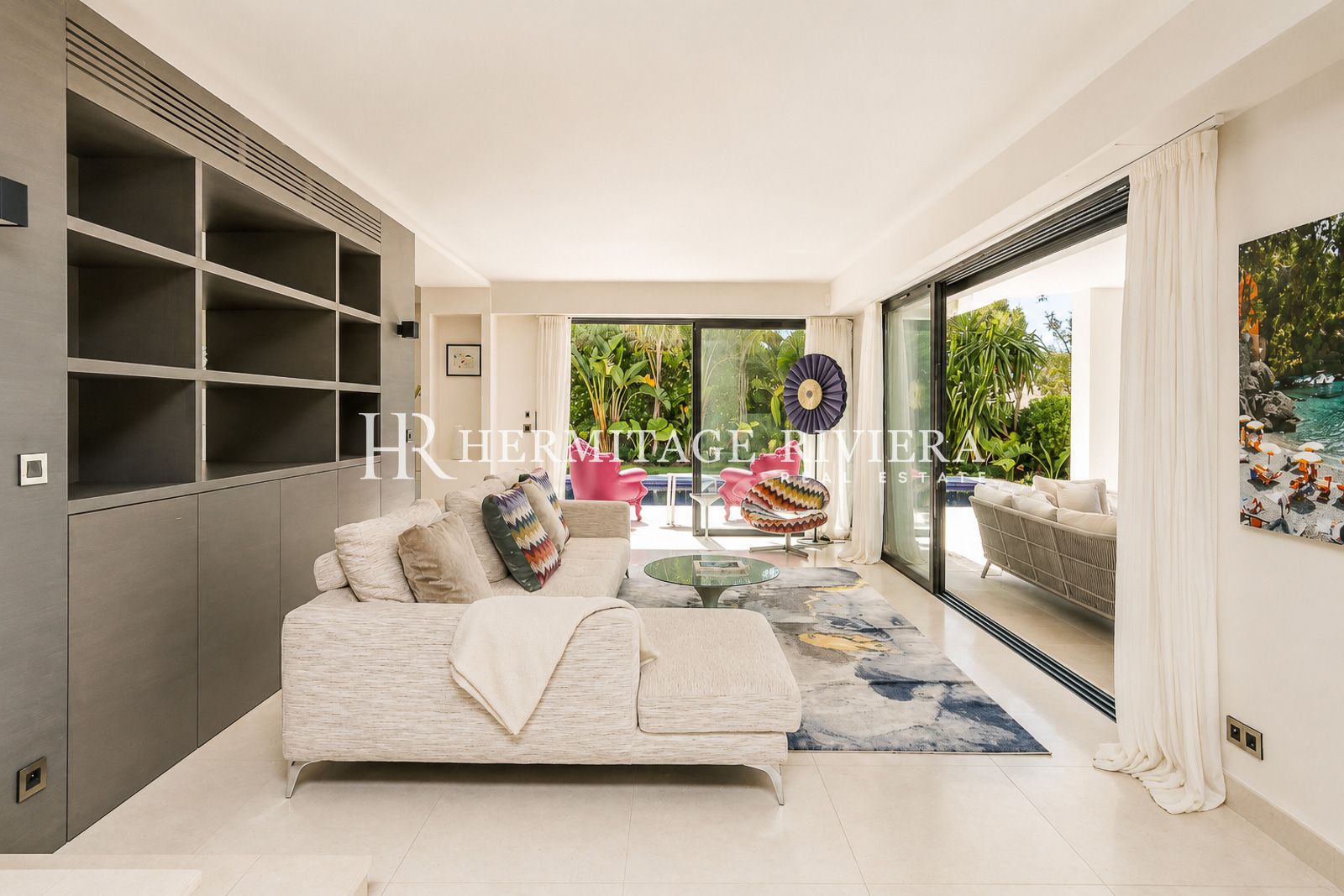 Living room 2 of modern property for rental Cap-Ferrat, close to Passable beach