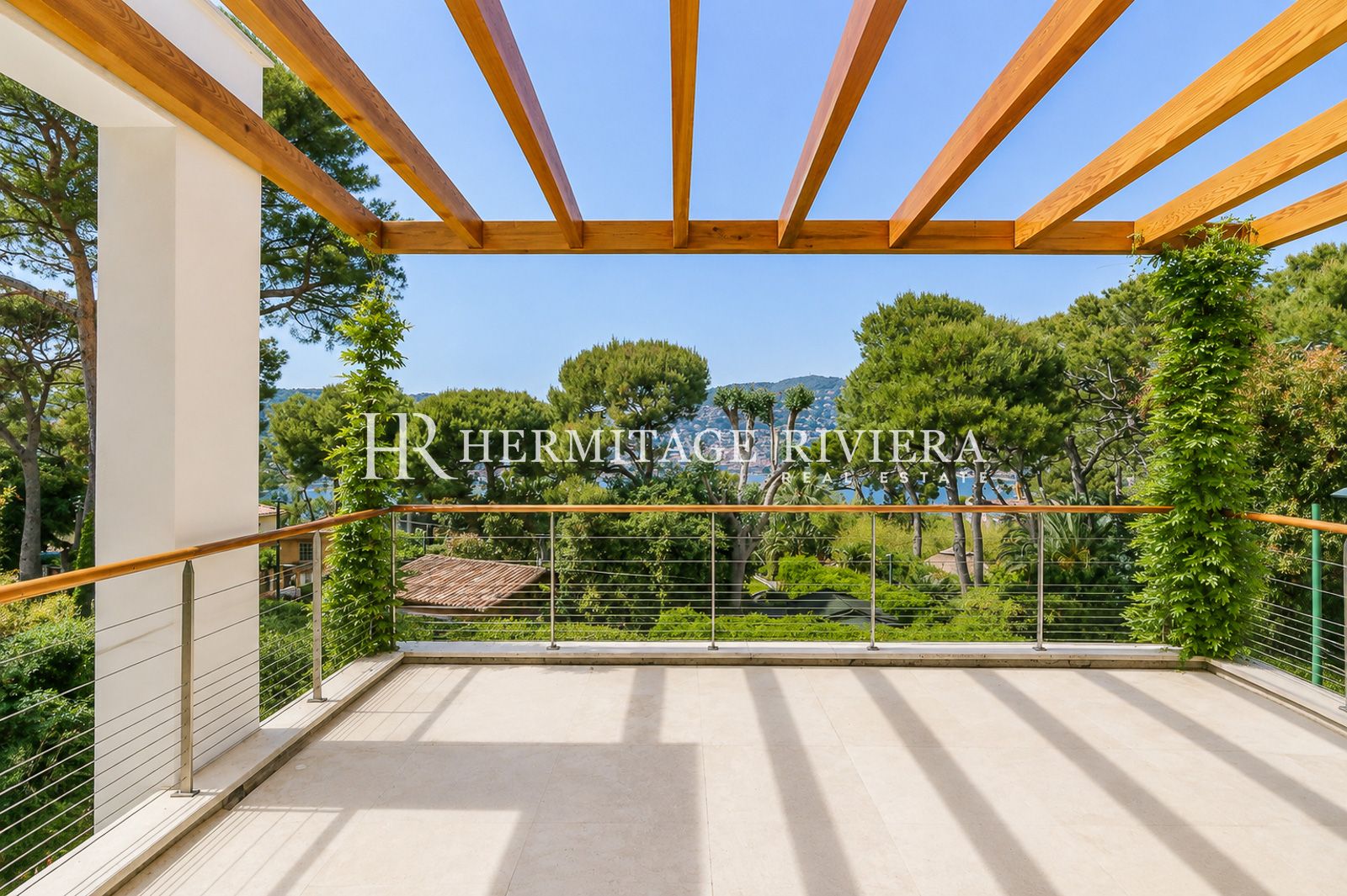 Master bedroom terrace of modern property for rental Cap-Ferrat, close to Passable beach