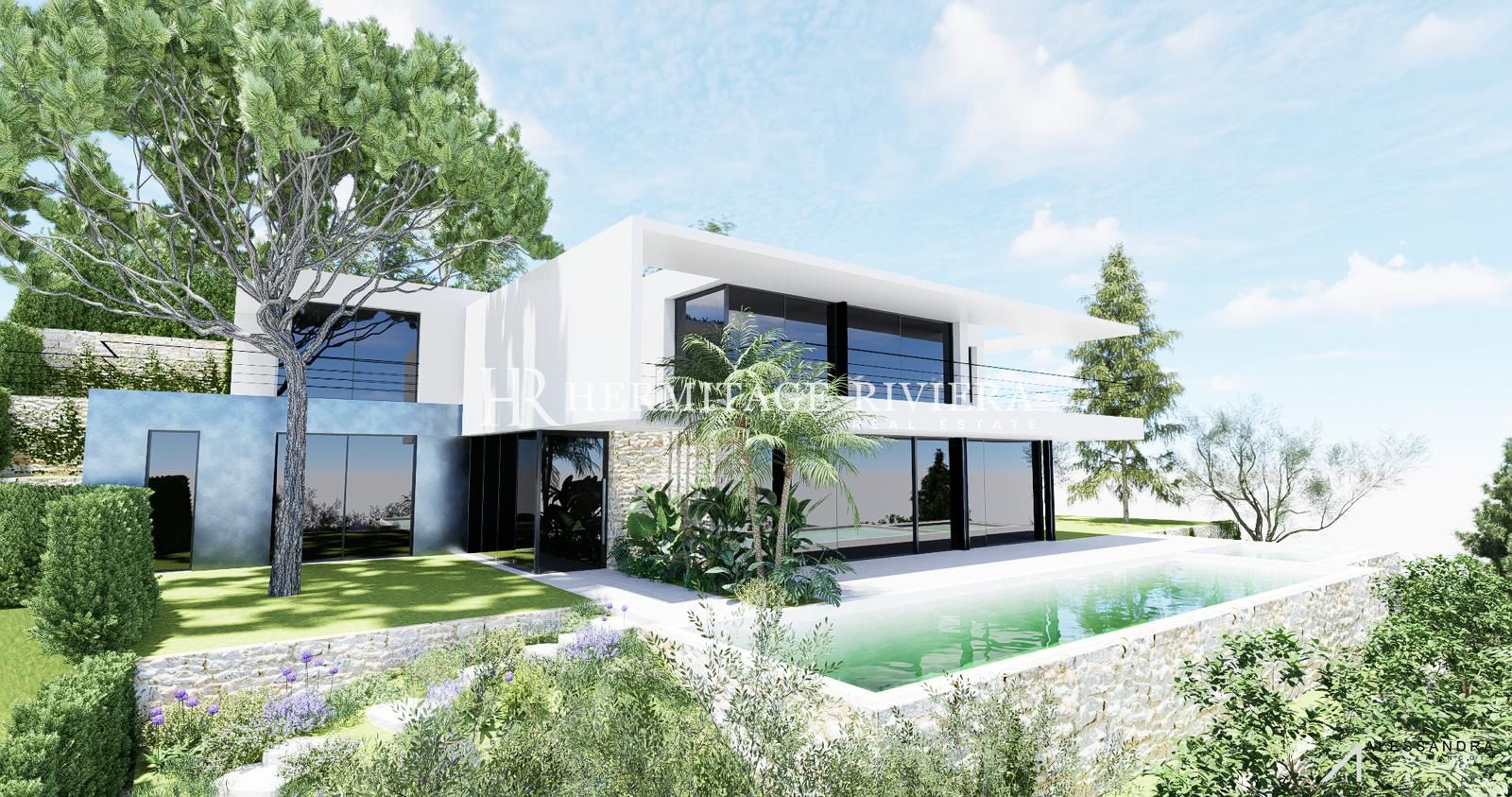 现代别墅项目 - 泳池 - 海景 (图片 1)