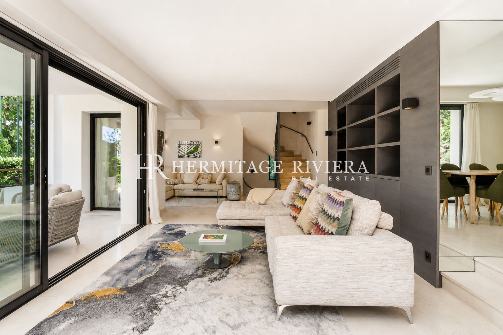 Living room of modern property for rental Cap-Ferrat, close to Passable beach