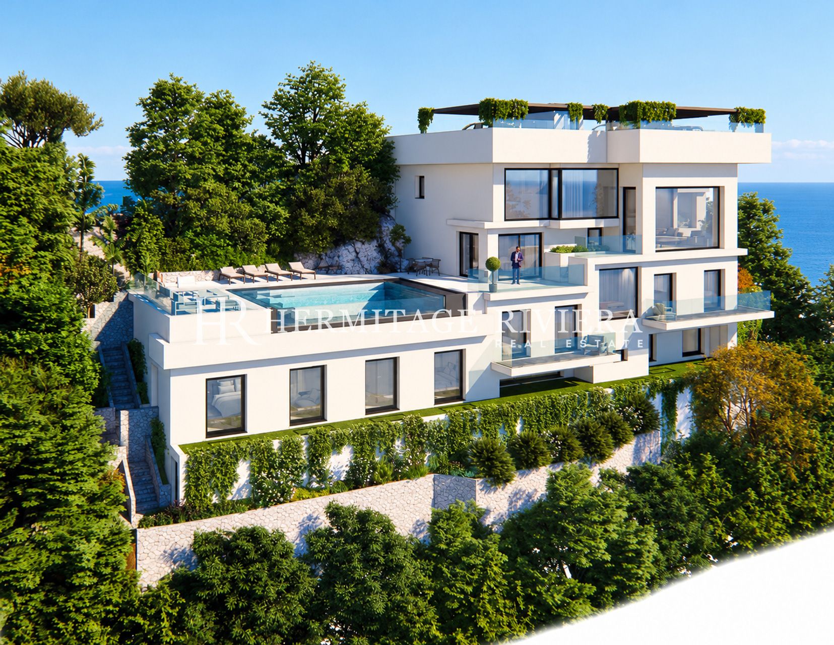 Villa in Roquebrune-Cap-Martin Contemporary Villa To Renovate Pool Monaco View (image 16)